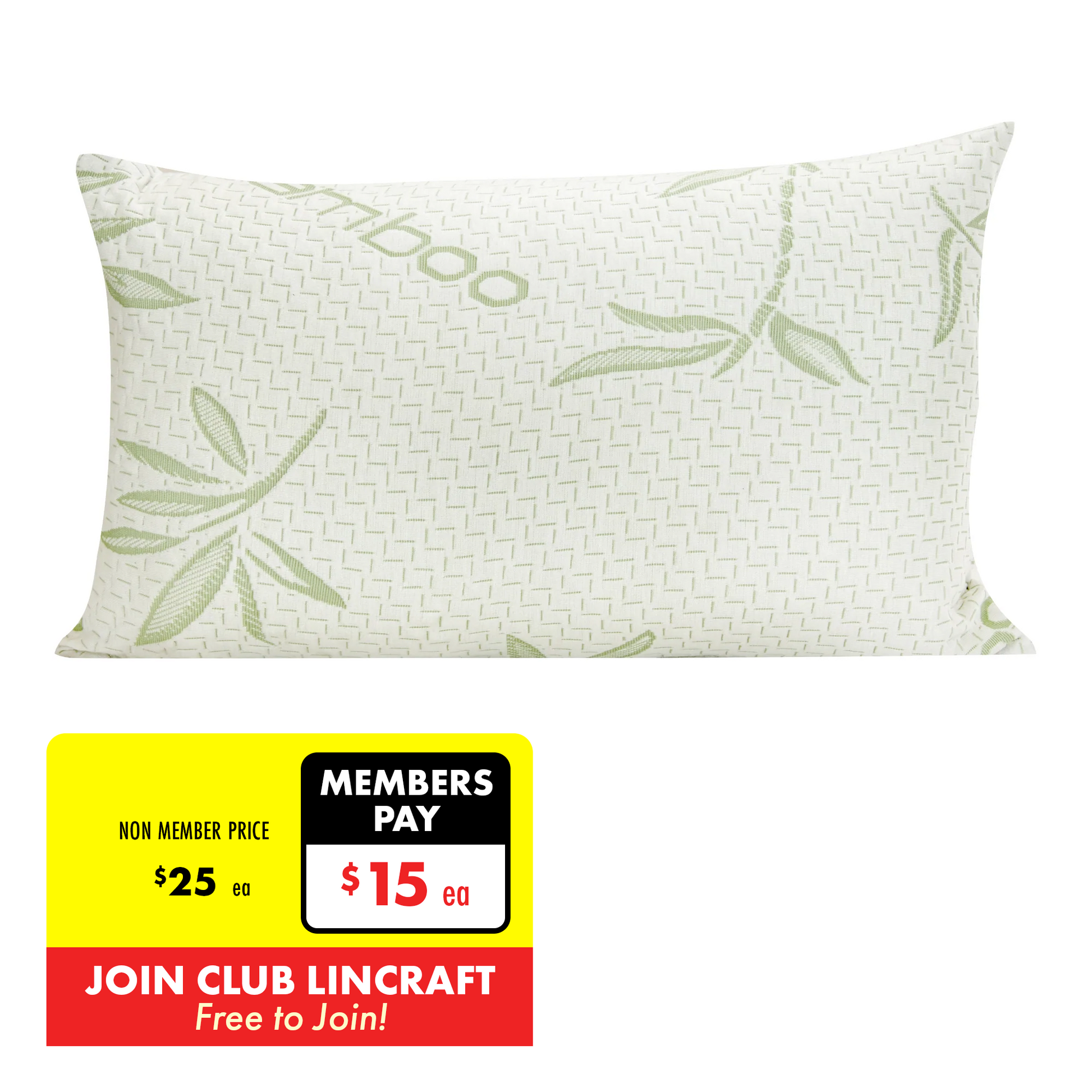 Formr Bamboo Memory Foam Pillow 40x65cm Lincraft