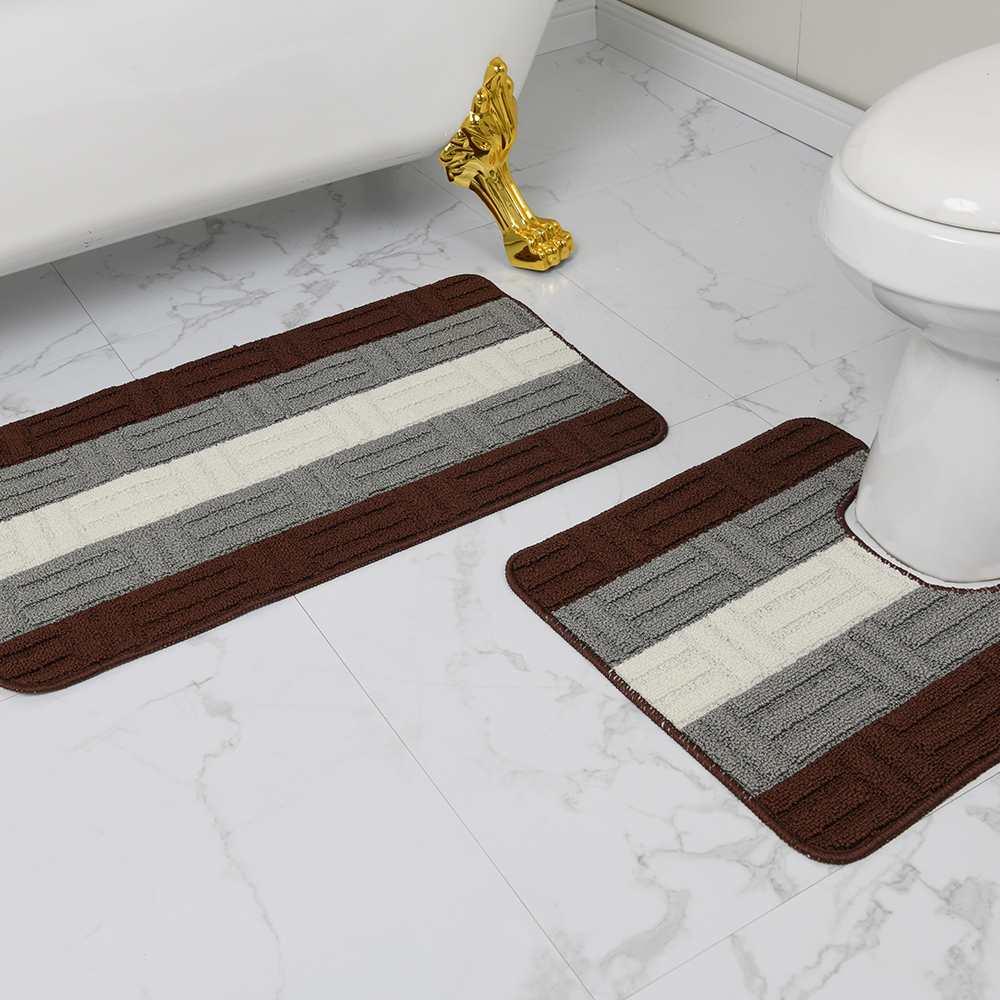 2 Piece Bath Mat Set, Brick