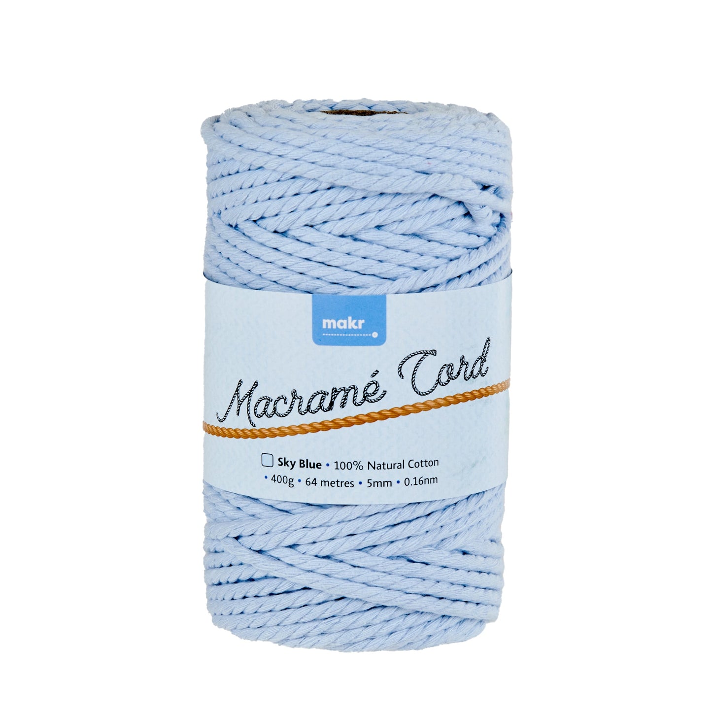 Makr Macrame Cord Roll, Sky Blue- 64m
