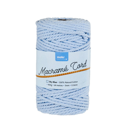 Makr Macrame Cord Roll, Sky Blue- 64m