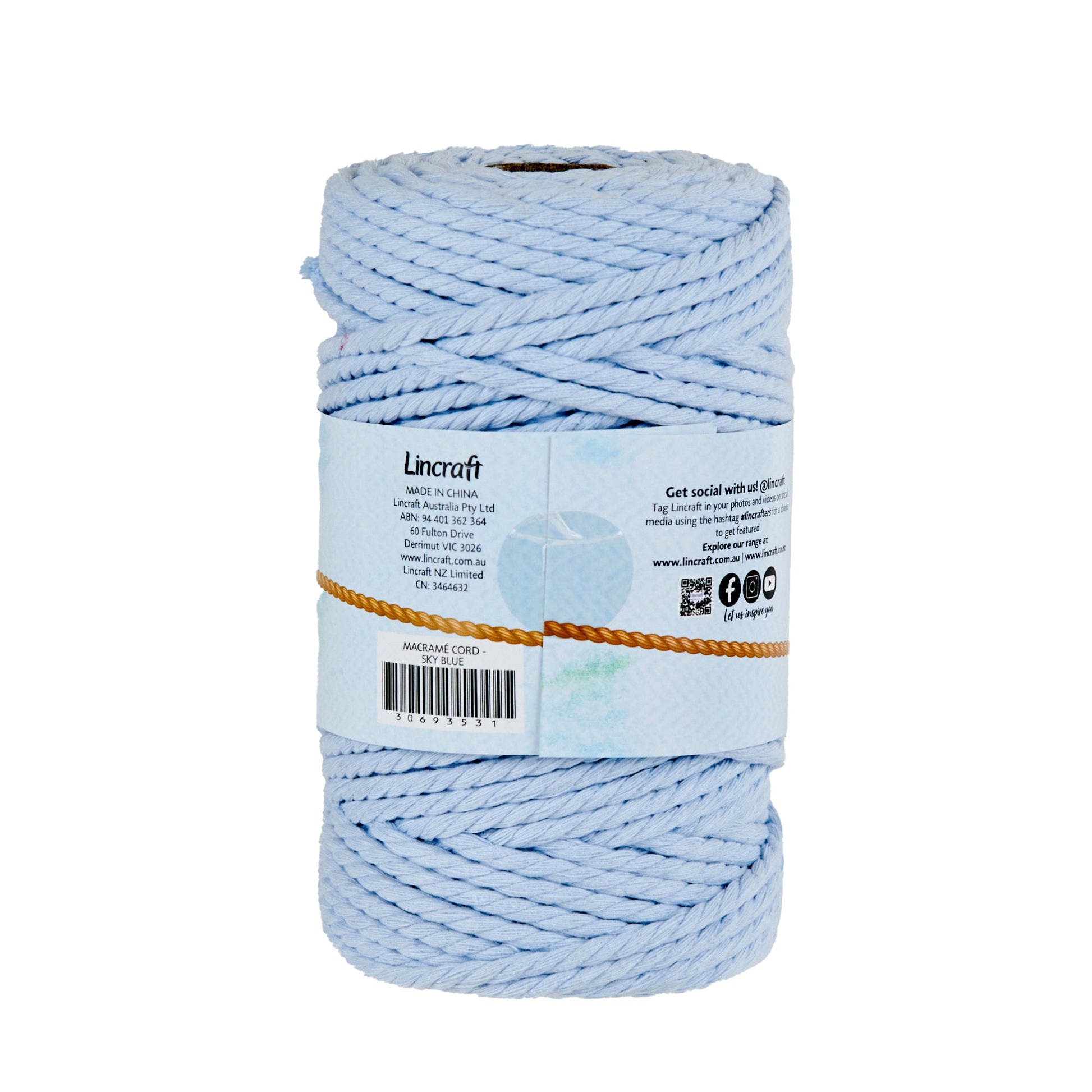 Makr Macrame Cord Roll, Sky Blue- 64m