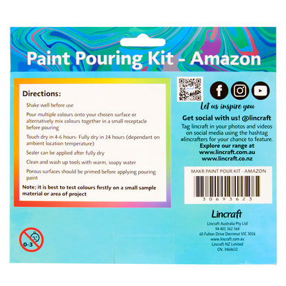 Makr Paint Pour Kit, Amazon Coral (Blue, Lime Green, Forest Green)- 4pk