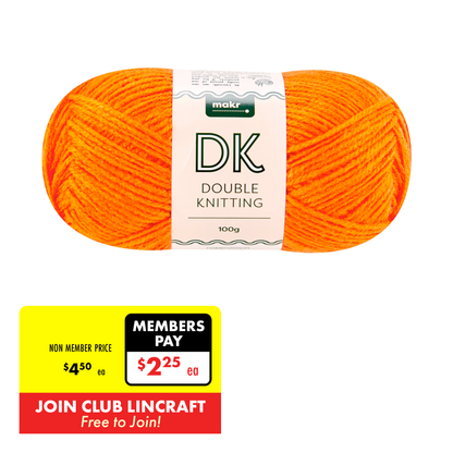 Makr DK 8ply Crochet & Knitting Yarn, Orange Flame- 100g Acrylic Yarn