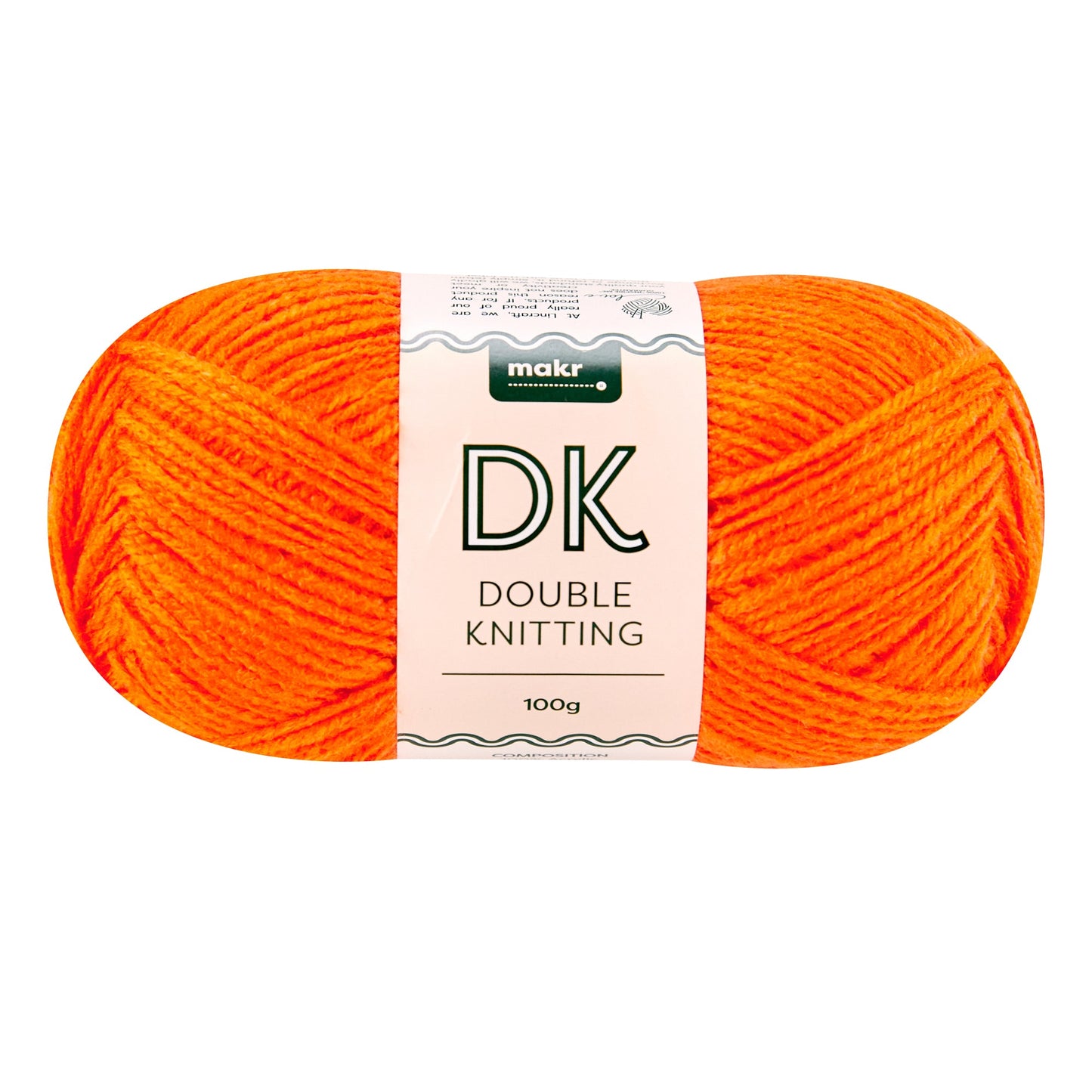 Makr DK 8ply Crochet & Knitting Yarn, Orange Flame- 100g Acrylic Yarn