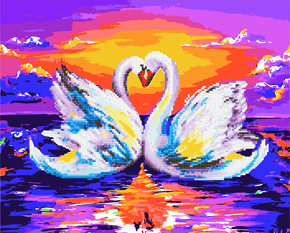 Makr Diamond Art & Paint Set, Swan Birds- 47cmx57cm