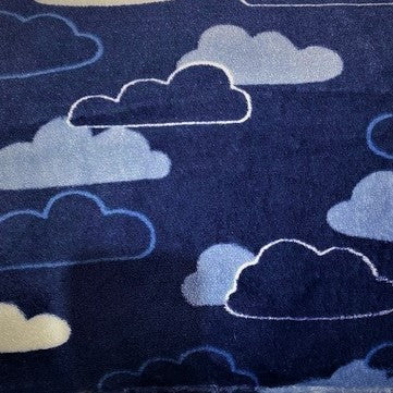 Printed Coral Fleece Fabric, Dark Blue Cloud - 155cm Width