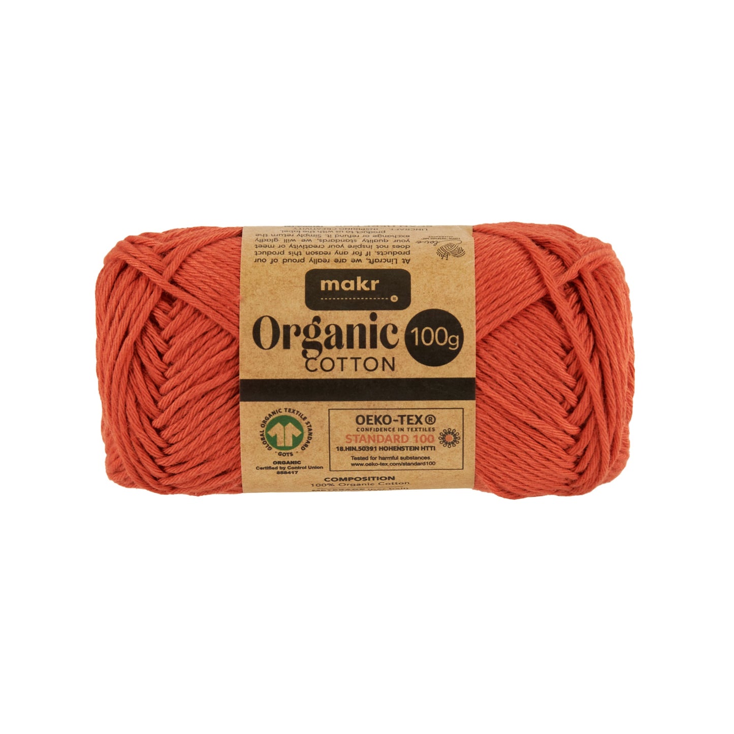 Makr Organic Cotton Crochet & Knitting Yarn, Kai- 100g Cotton Yarn