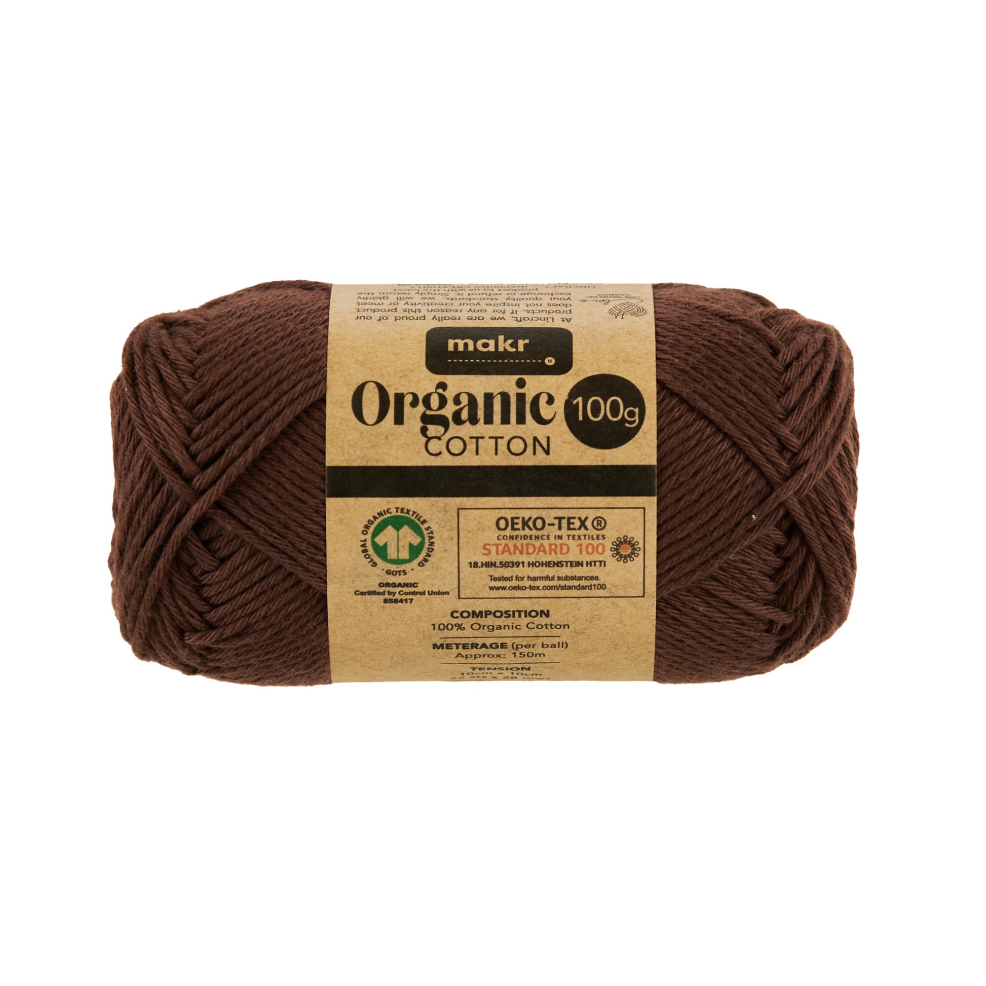 Makr Organic Cotton Crochet & Knitting Yarn, Cappuccino- 100g Cotton Yarn