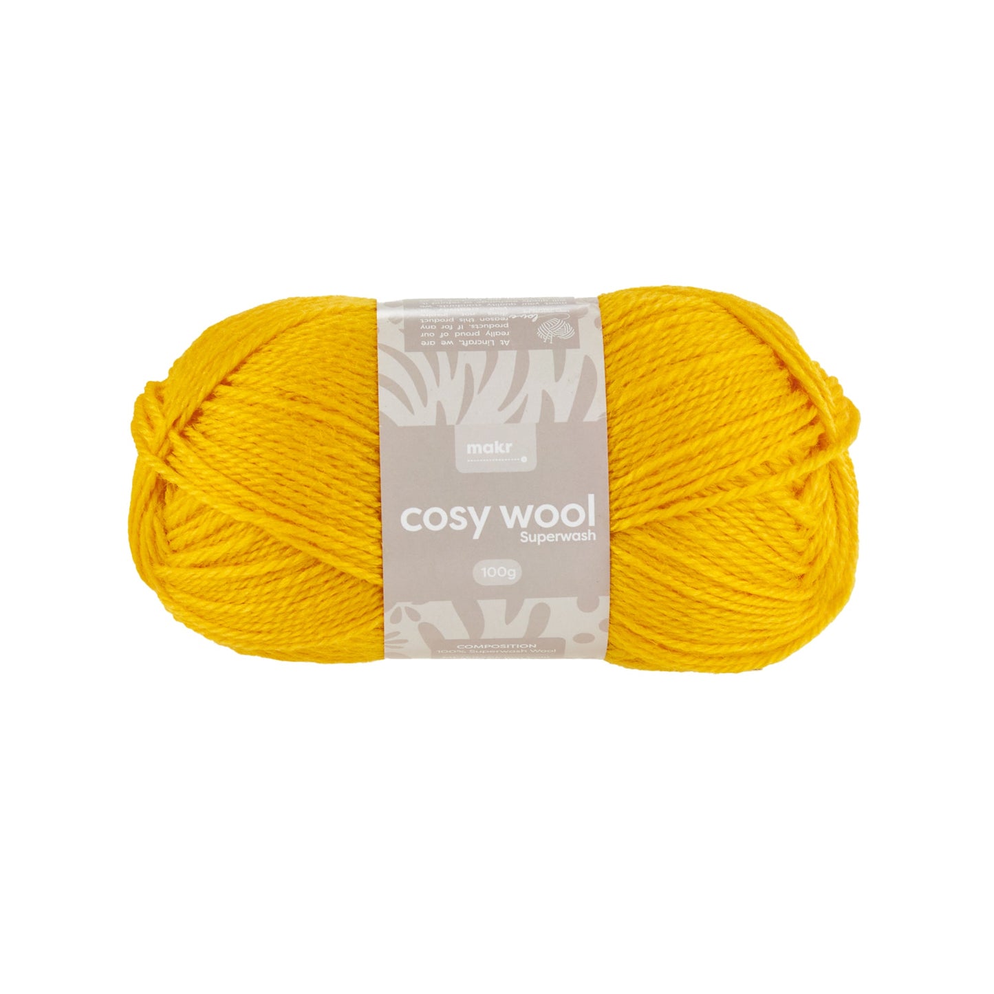 Makr Cosy Wool Crochet & Knitting Yarn 8ply, Bumblebee- 100g Wool Yarn