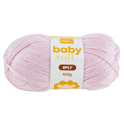 Makr Baby Soft Crochet & Knitting Yarn 8ply, Light Lilac- 100g Soft Acrylic Nylon Blend Yarn