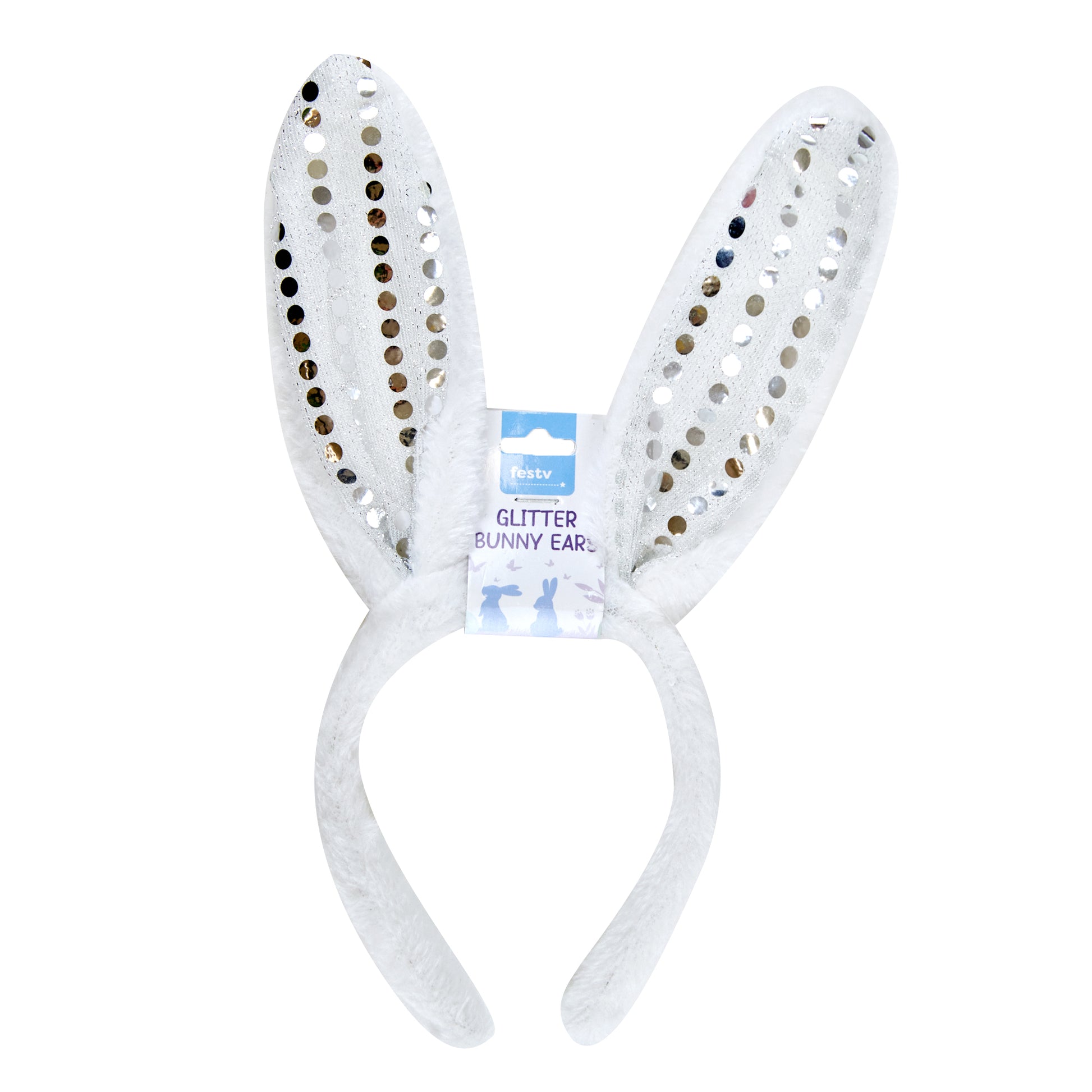 Easter Glitter Bunny Ears, White