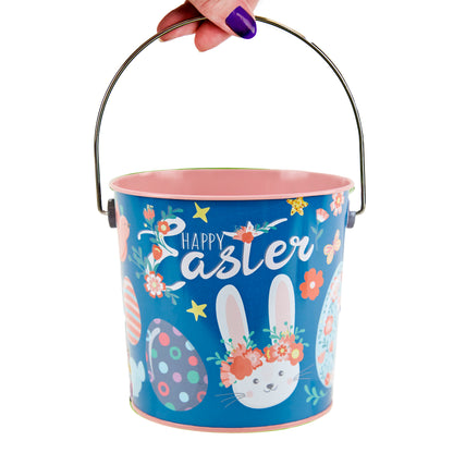 Metal Easter Bucket 'B' Medium, Assorted- 13x12.2cm