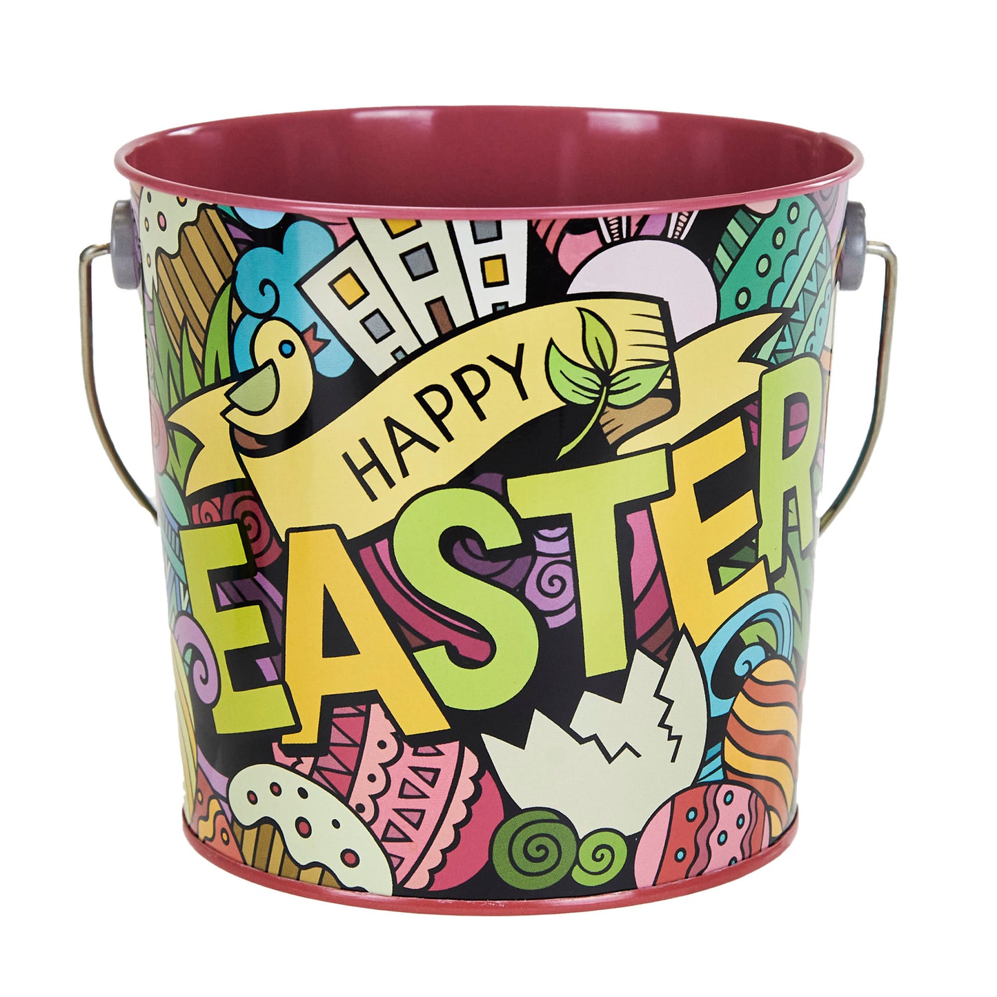 Metal Easter Bucket 'B' Medium, Assorted- 13x12.2cm