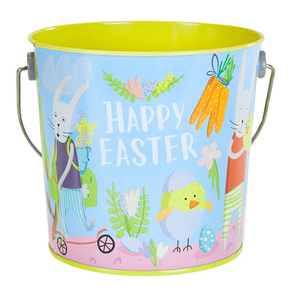 Metal Easter Bucket 'B' Medium, Assorted- 13x12.2cm