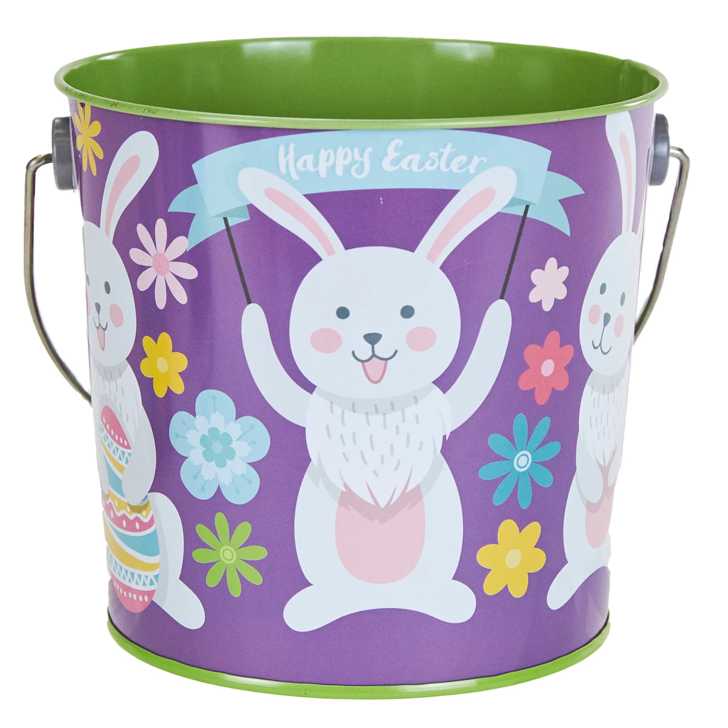 Metal Easter Bucket 'B' Medium, Assorted- 13x12.2cm