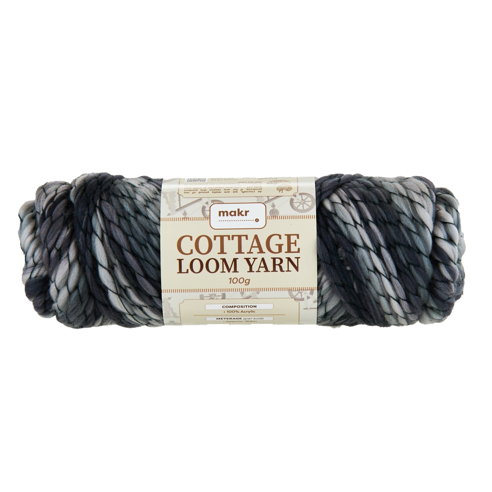 Makr Cottage Loom Crochet & Knitting Yarn, Smokey- 100g Acrylic Yarn