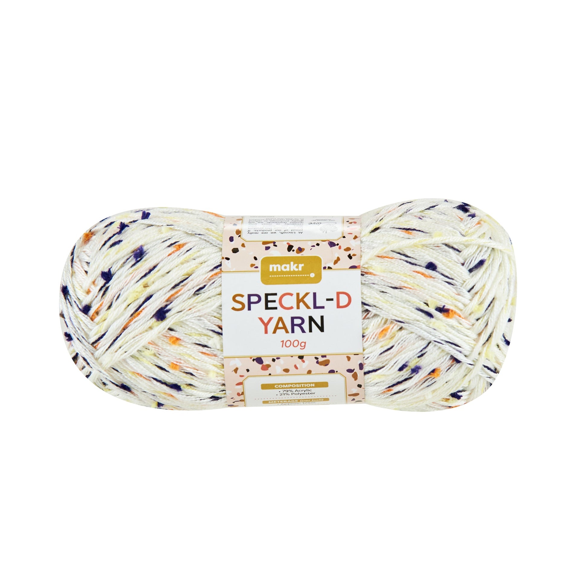 Makr Speckl-D Crochet & Knitting Yarn, Moonlight- 100g Acrylic Polyester Yarn