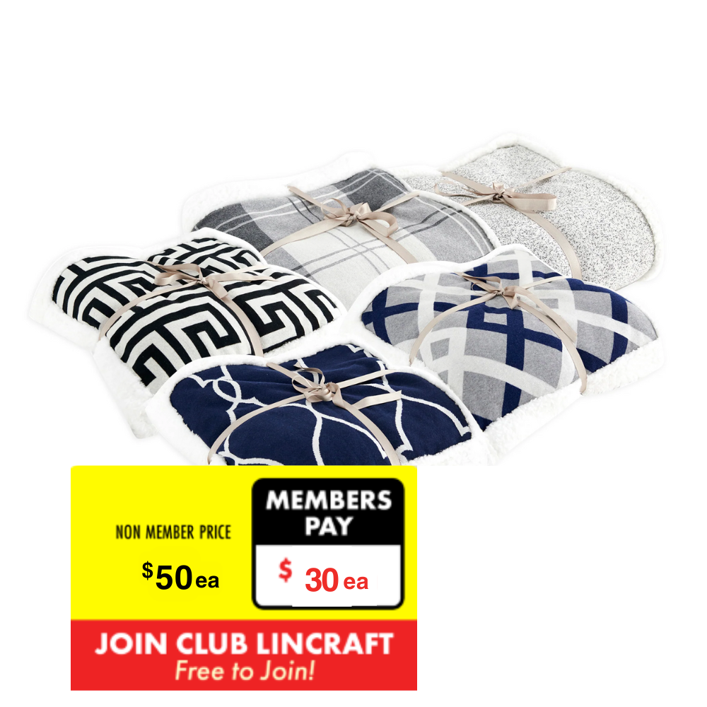 Cambridge House Knitted Sherpa Throw, Assorted Designs