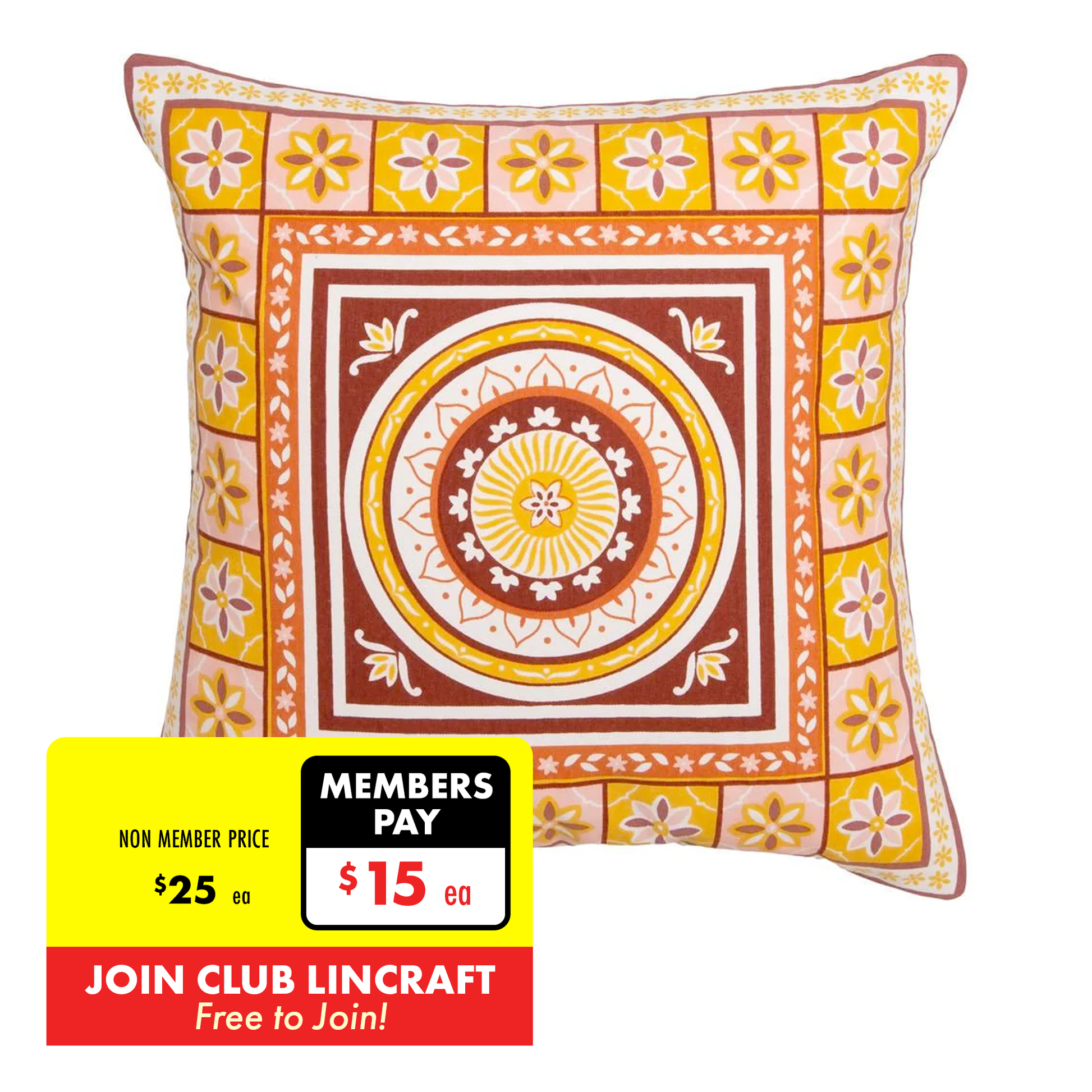 Kasbah Cushion, Pink/Multicolor- 50x50cm