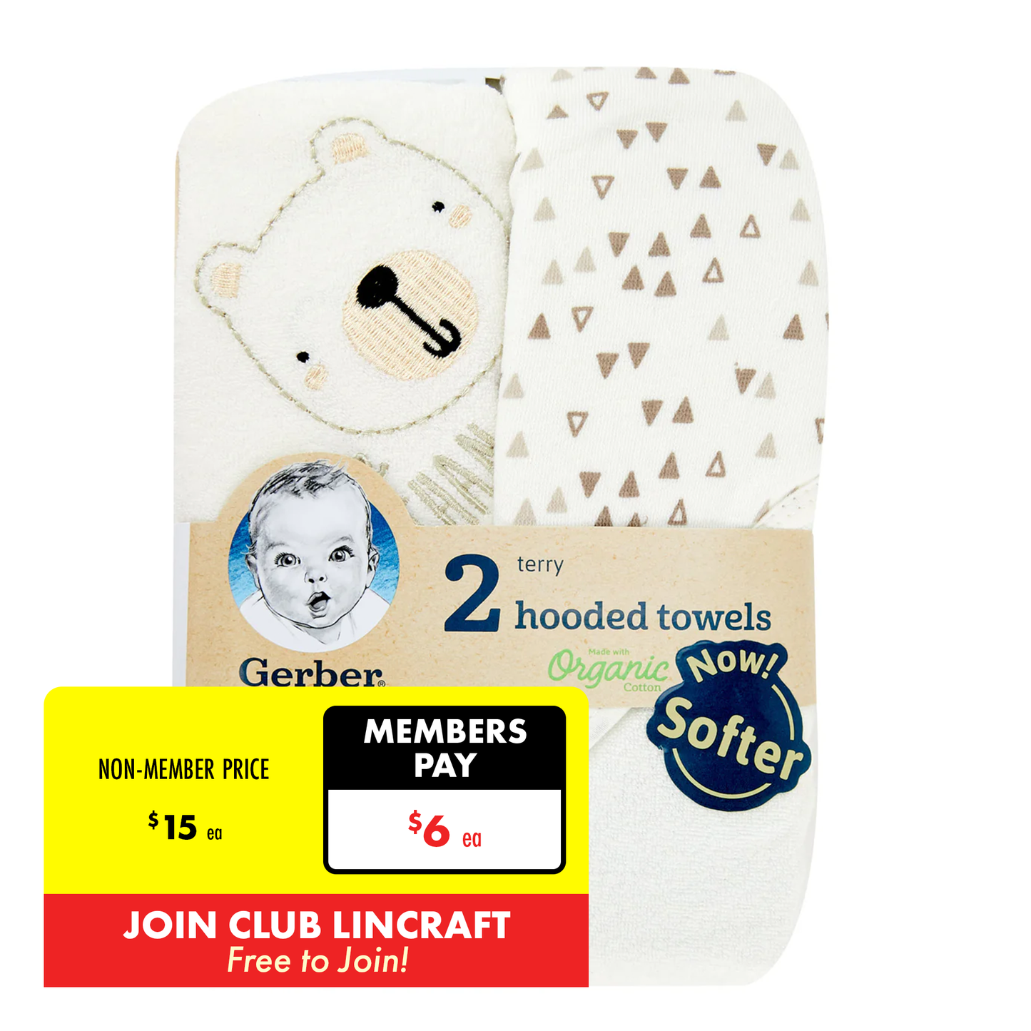 Gerber 2 Terry Hooded Towels, 66cm x 76.2cm- 2pk