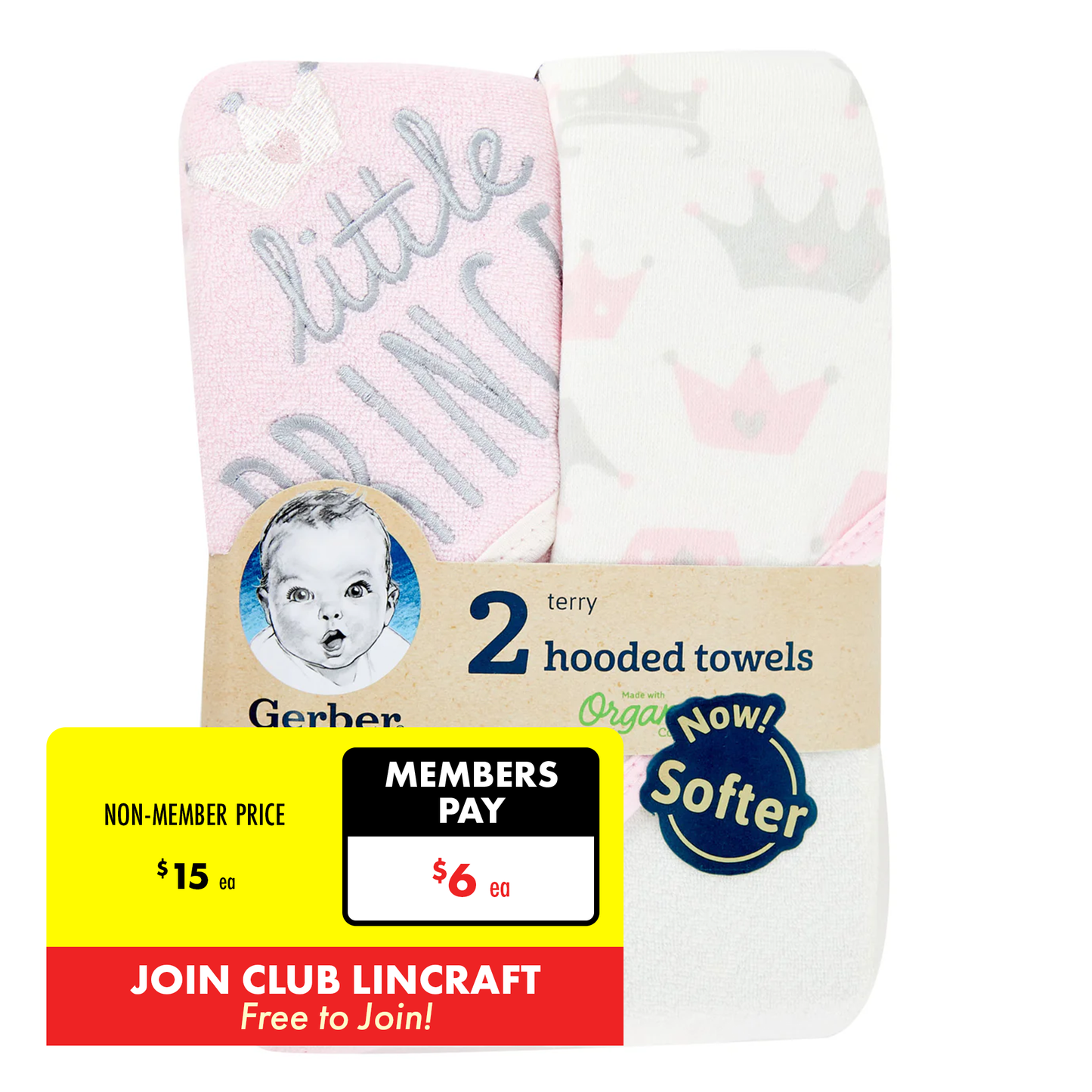 Gerber 2 Terry Hooded Towels, 66cm x 76.2cm- 2pk