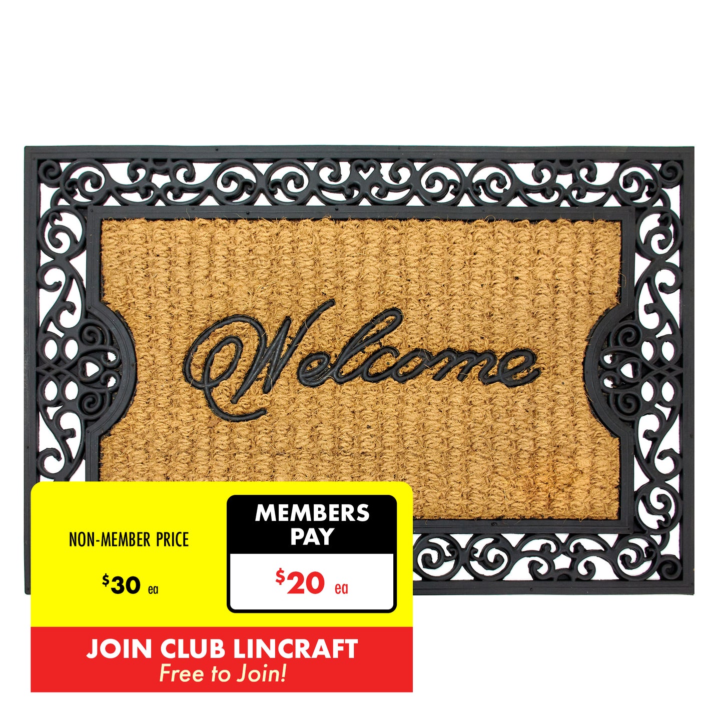 Formr Coir Rubber Mat, Welcome- 60x90cm