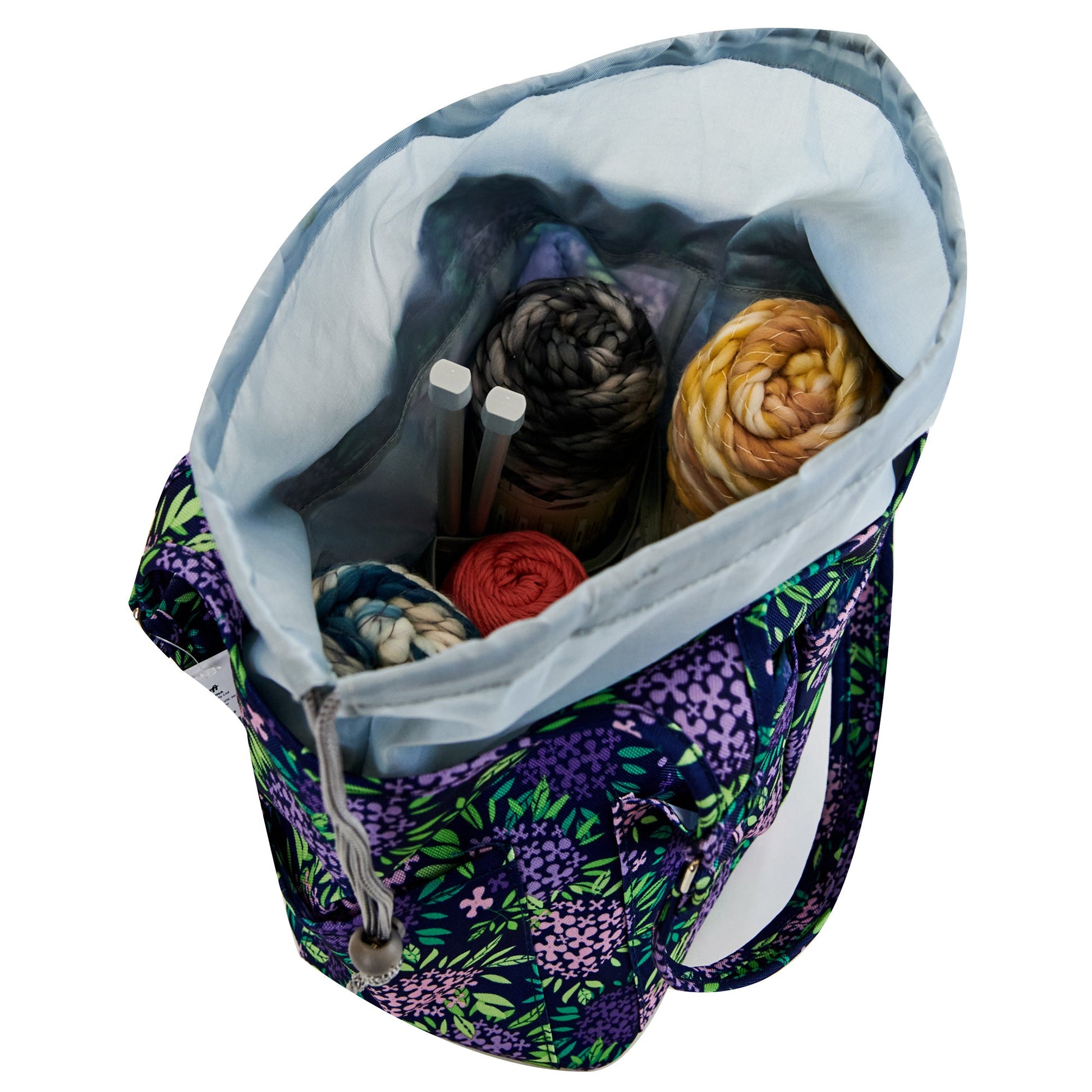 Knitting Storage Bag Ultimate, Purple Floral- 26x17x27cm