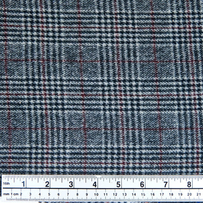 Wool Blend Check Fabric, Width 148cm