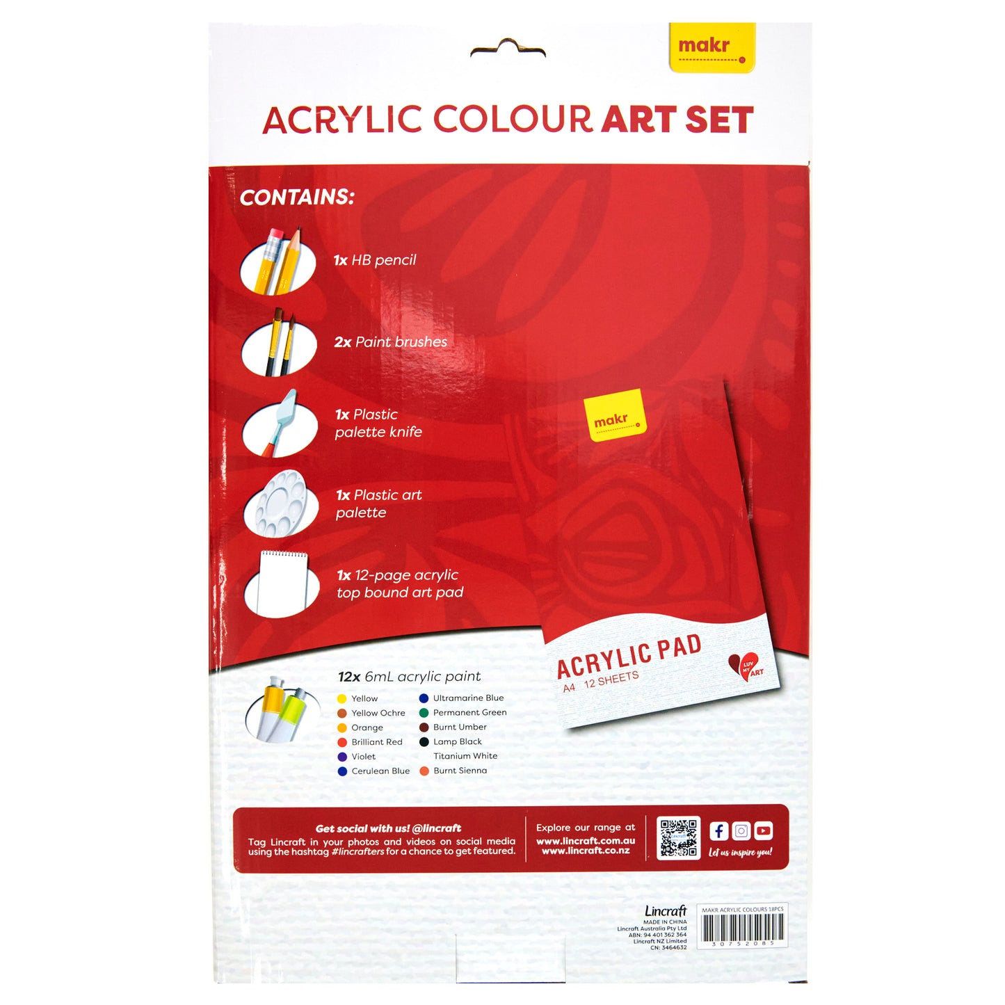 Makr I Love Art Acrylic Paint Set- 18pc