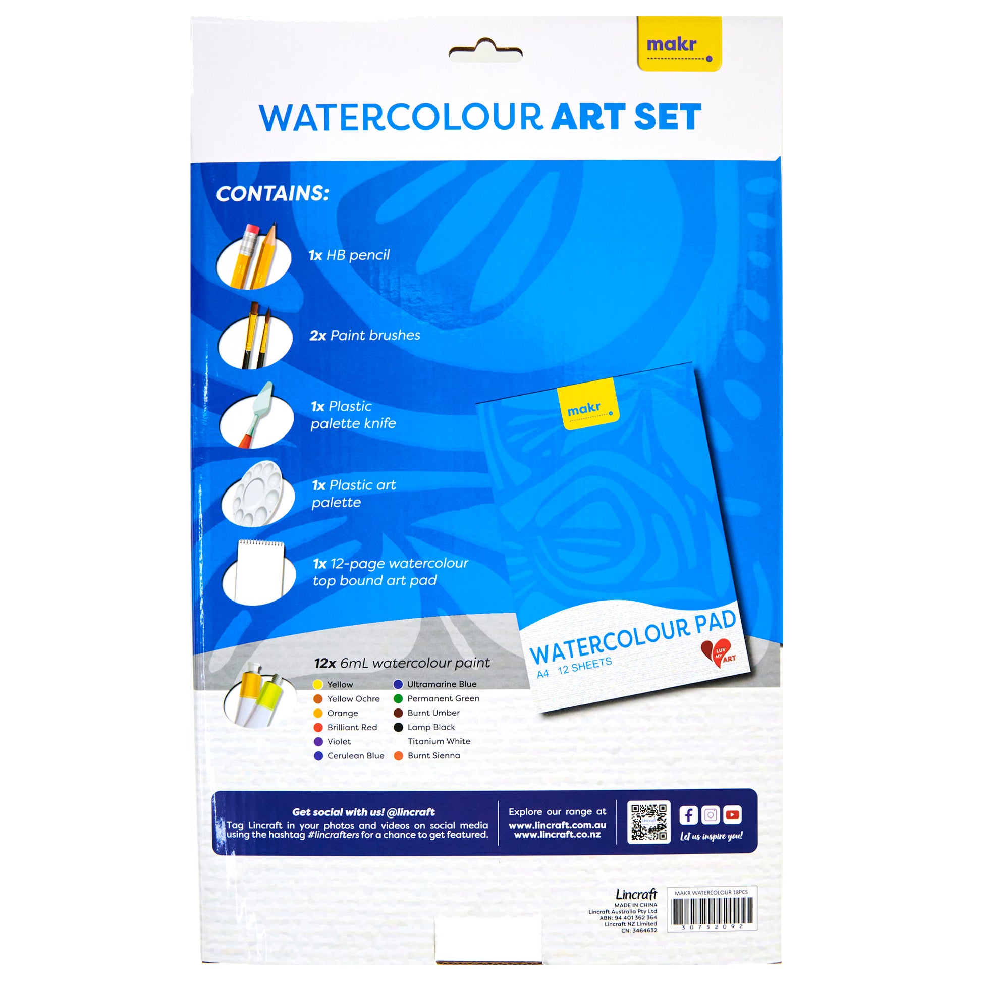 Makr I Love Art Watercolour Paint Set- 18pc