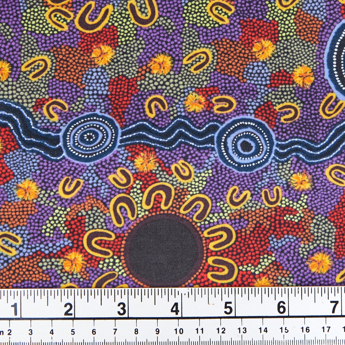 Aboriginal Print Fabric, Women Gathering Water Holes By Merryn Apma -Width  145cm