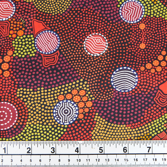 Aboriginal Print Fabric, Upper Bullawa By Wendy Pawley - Width 145cm