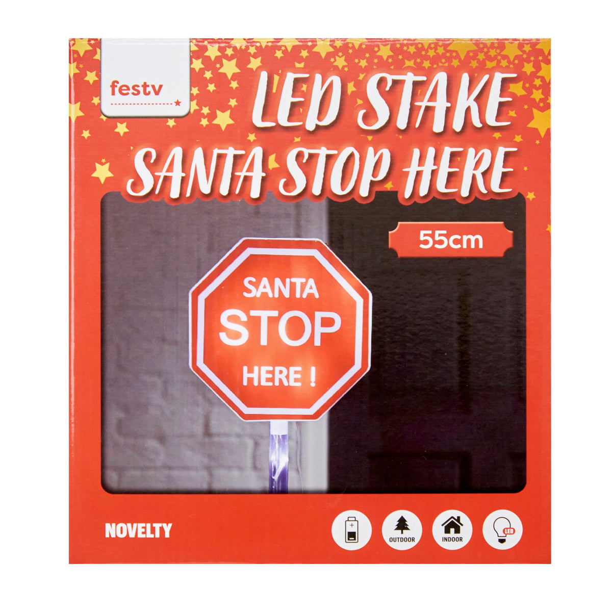 Christmas Santa Stop Sign Light Up in Color Box