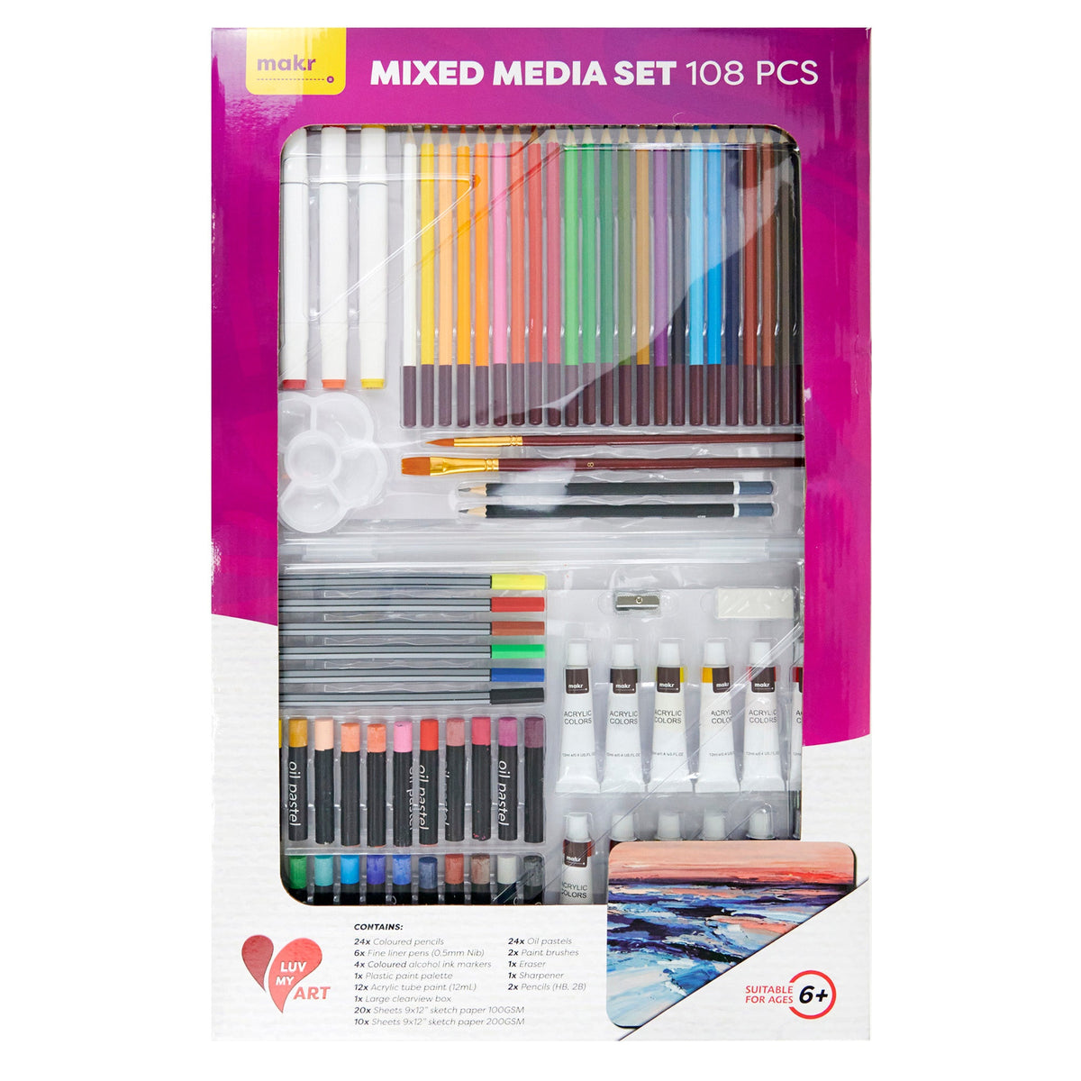 Mkar Collection Makr I Love Art Mixed Media Set- 108pc – Lincraft