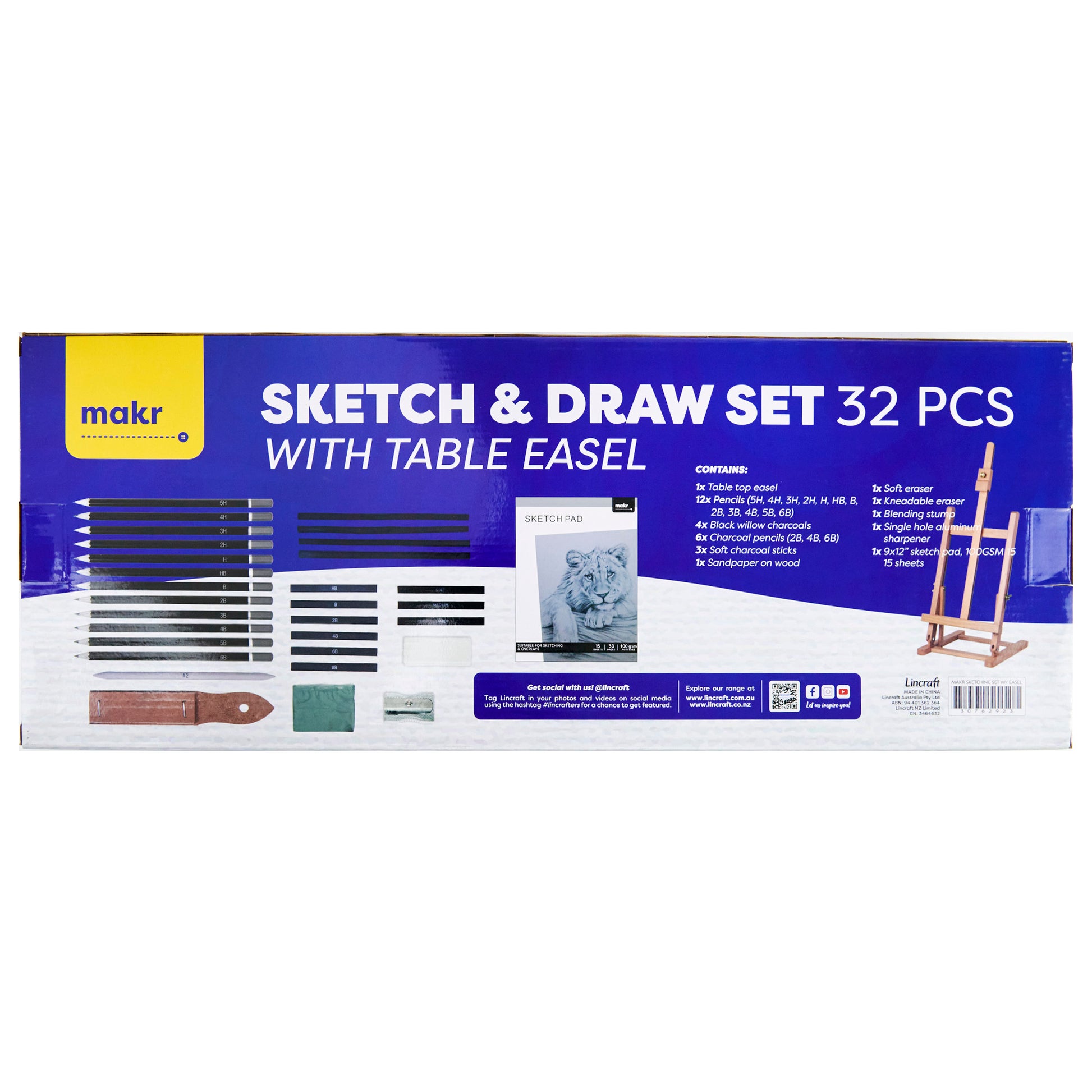 Makr I Love Art Sketch Set With Easel- 32pc