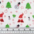 Christmas Cotton Print Fabric, White Santa & Trees- Width 112cm