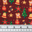 Christmas Cotton Print Fabric, Red Presents Bells & Trees- Width 112cm