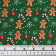 Christmas Cotton Print Fabric, Green Gingerbread Man- Width 112cm