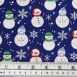 Christmas Cotton Print Fabric, Blue Snowman- Width 112cm