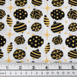 Metallic Cotton Christmas Print Fabric, White/Black Gold Baubles- Width 112cm