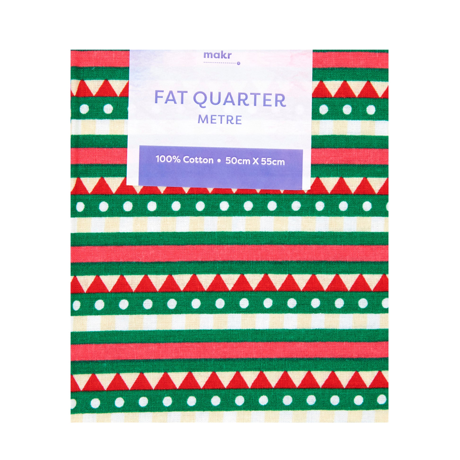 Christmas Print Cotton Fat Quarters, Red White Stripe- 50cmx55cm