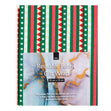 Christmas Print Cotton Fabric Reusable Gift Wrap, Green/Red White Sripe- 55cmx70cm 