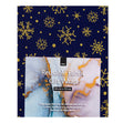Metallic Christmas Fabric Print Reusable Gift Wrap, Navy Silver Snowflakes- 55cmx70cm