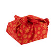 Metallic Christmas Fabric Print Reusable Gift Wrap, Red/Gold Snowflakes- 55cmx70cm