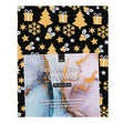 Metallic Christmas Fabric Print Reusable Gift Wrap, Navy Gold Trees & Flakes- 55cmx70cm
