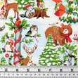 Printed Christmas Theme Fabric, White Bears & Trees- 112cm