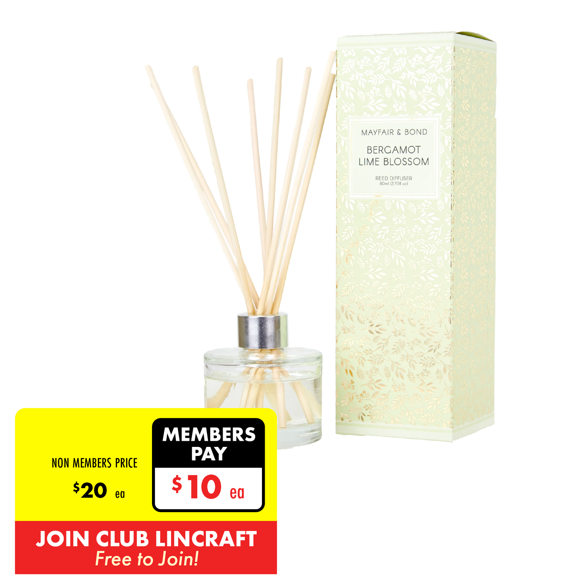 Mayfair & Bond Reed Diffuser, Bergamot Lime Blossom- 80ml