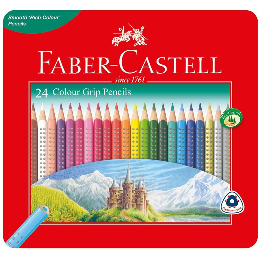 Faber Castell Colour Grip Pencils Tin 24