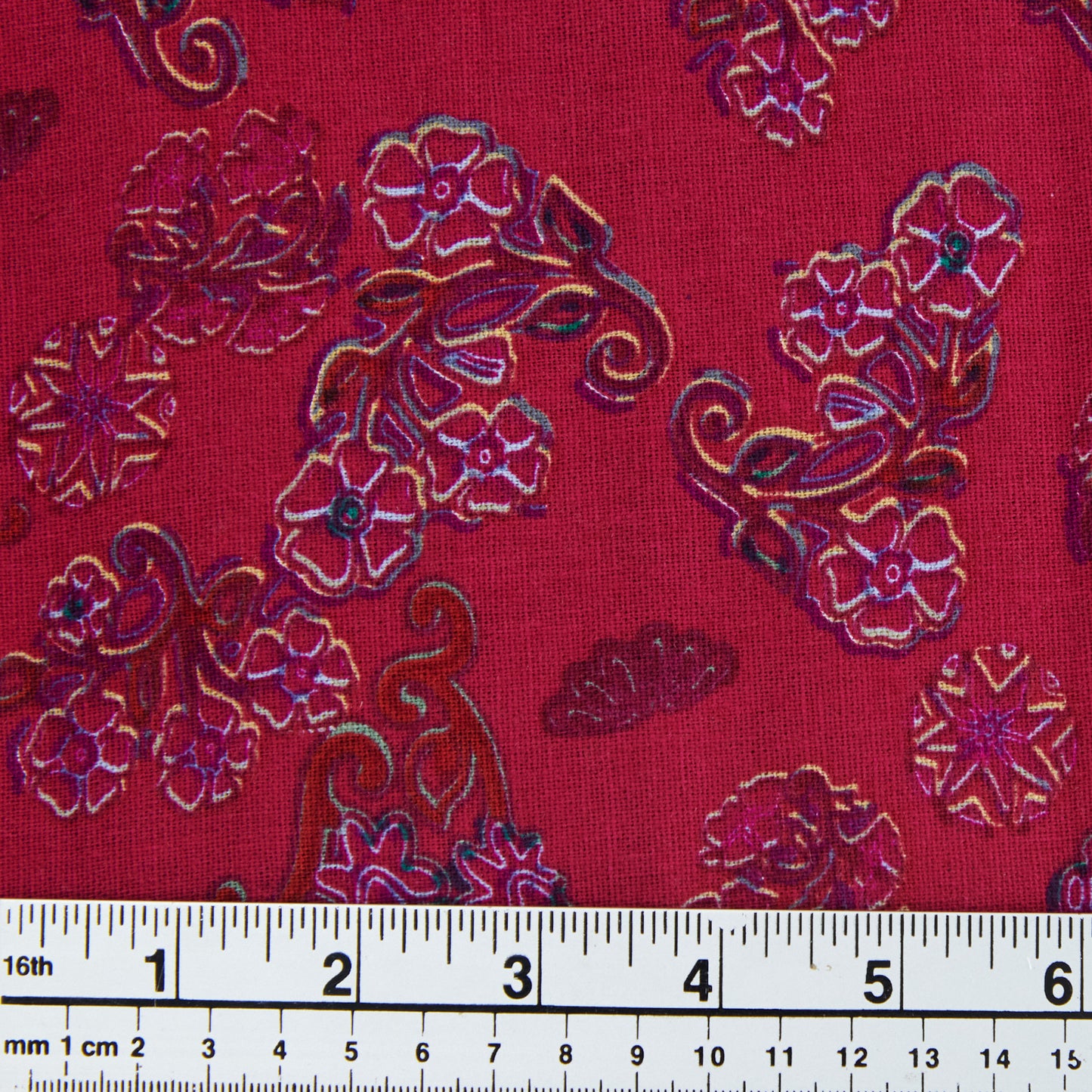 Printed Rayon/Linen Fabric, Clover Flowers- Width 143cm