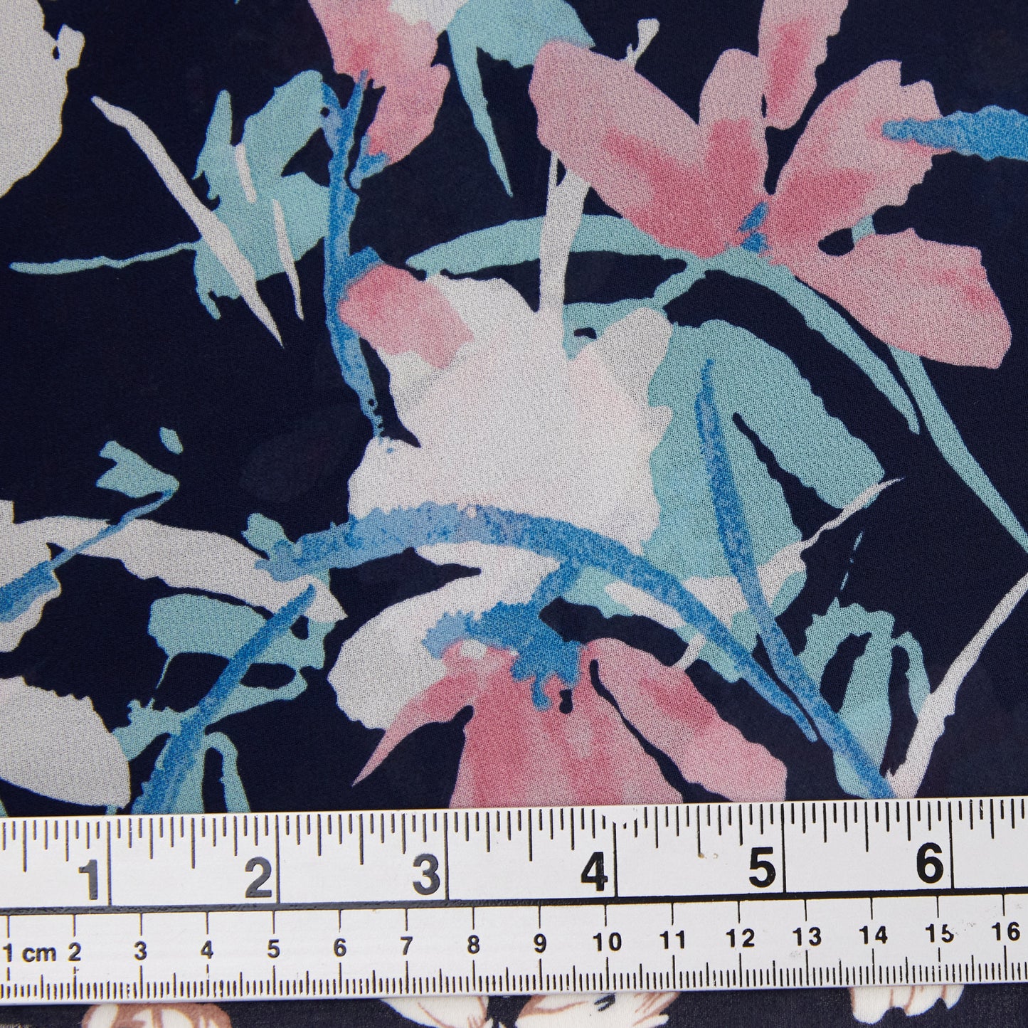 Printed Cotton Chiffon Fabric, White Pink Floral- Width 150cm